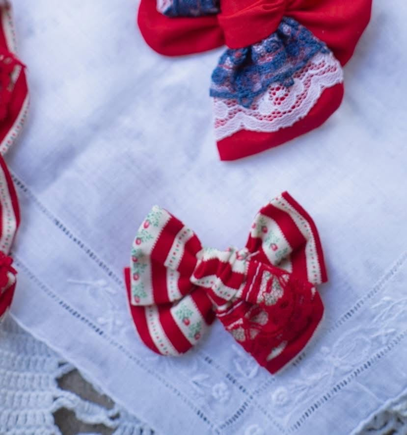 Red Rosebud Stripe Doll